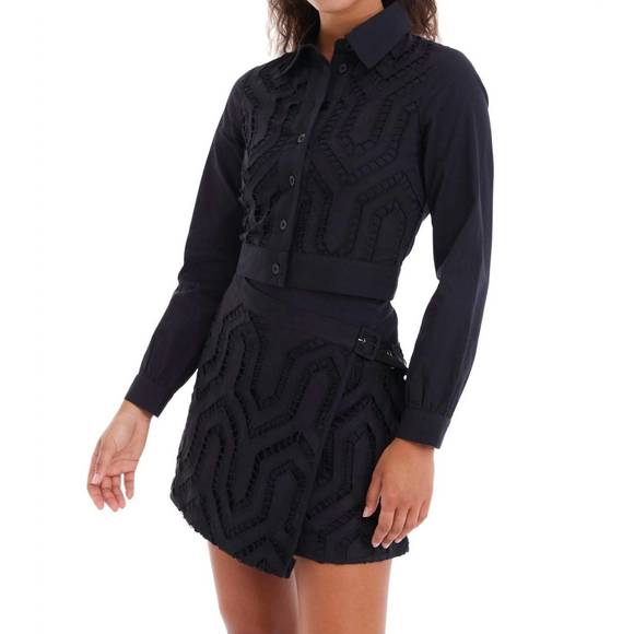 NEW ALLISON NEW YORK diamond cropped shacket in black - Picture 2 of 3